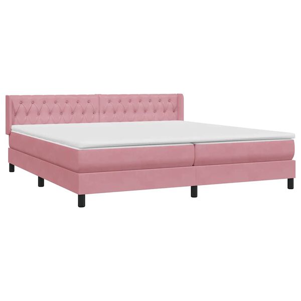 vidaXL Box Spring Lova su čiužiniu Rožinis 200x220 cm aksomas