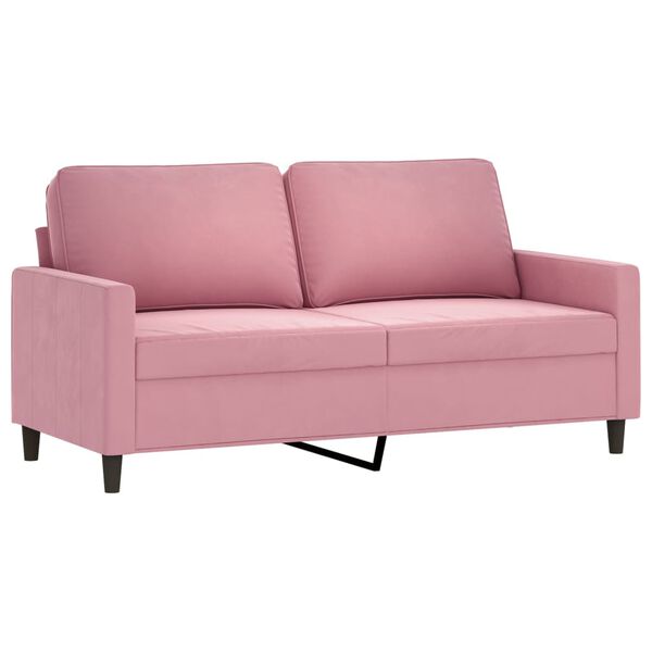 vidaXL Dvivietė sofa, rožinės spalvos, 140cm, aksomas