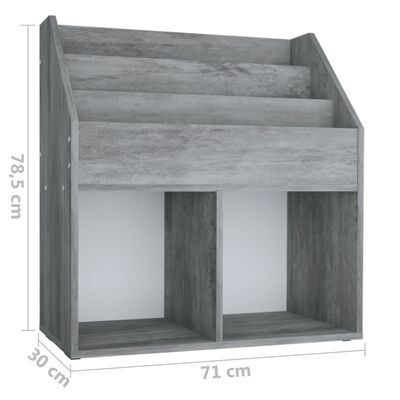 vidaXL Vaikiška lentyna žurnalams, betono pilka, 71x30x78,5cm, mediena