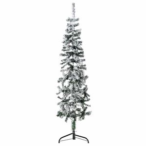 vidaXL Siaura dirbtinė Kalėdų eglutė, 150cm, padengta sniegu