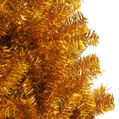 vidaXL Dirbtinė Kalėdų eglutė su stovu, auksinės spalvos, 210cm, PET