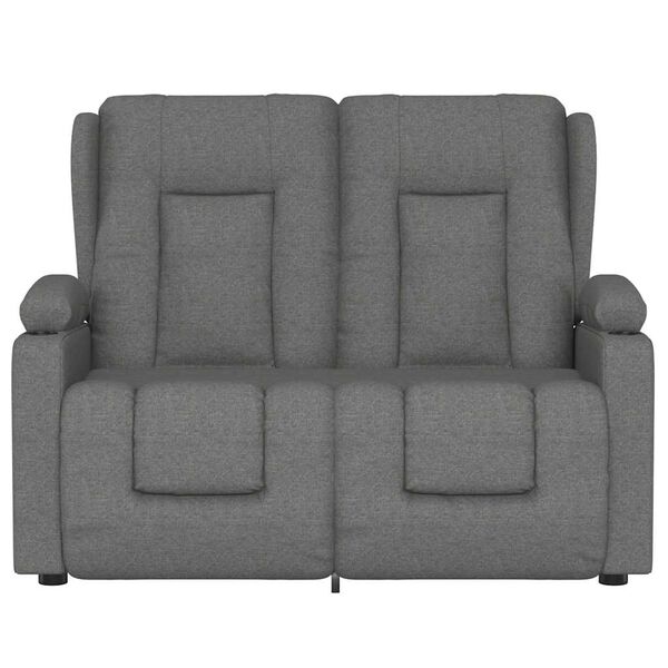 vidaXL Dvivietis atlošiamas masažinis krėslas, pilkas, audinys