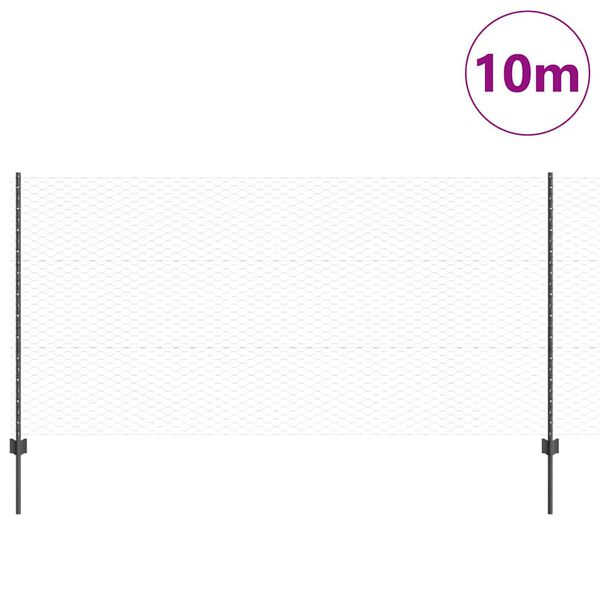 vidaXL Tvora su stulpais Pilka 1,2 x 10 m Plienas ir PVC
