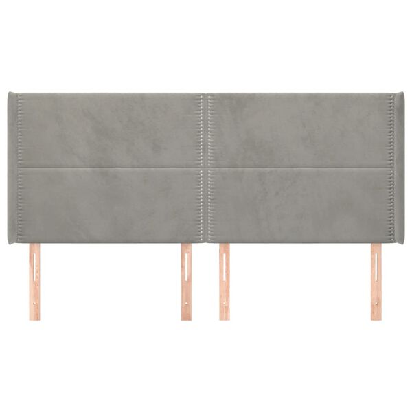 vidaXL Galvūgalis su auselėmis, pilkas, 163x16x118/128 cm, aksomas