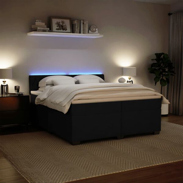 vidaXL Lova su spyruoklėmis ir čiužiniu, juoda, 200x200 cm, aksomas