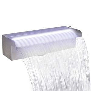 Baseino fontanas su LED, 30cm, stačiak. formos, nerūdijantis plienas