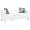 vidaXL Sofa, balta, trivietė, dirbtinė oda