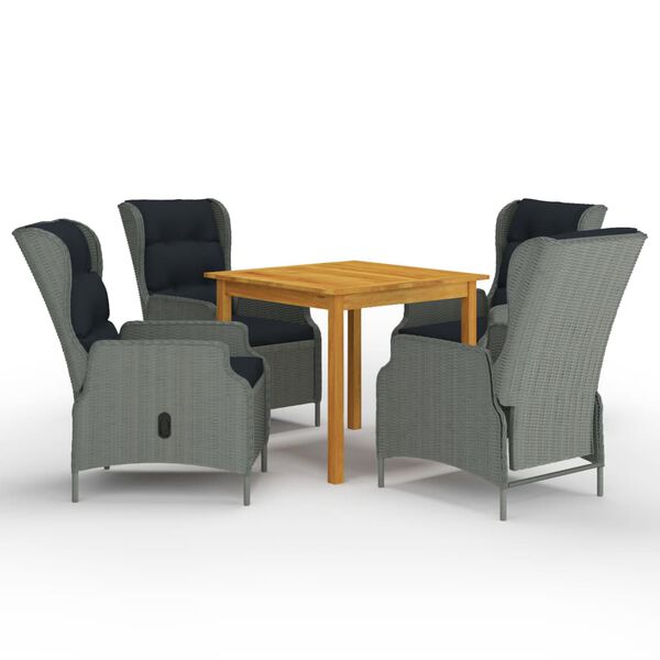 vidaXL Sodo valgomojo baldų komplektas, 5 dalių, &scaron;viesiai pilkas