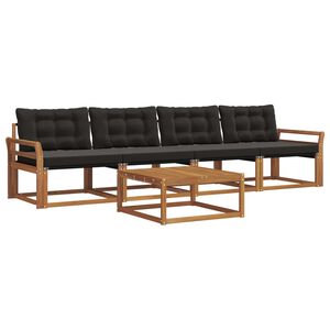 vidaXL Lauko sofos komplektas su pagalve 5 pcs Natūrali ir juoda