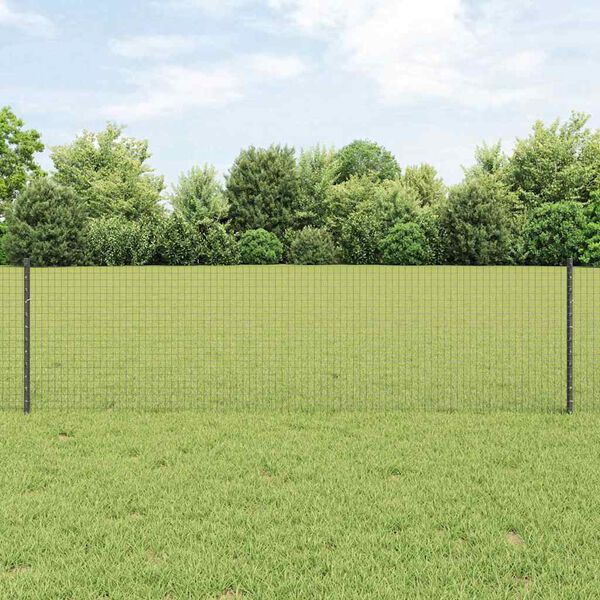 vidaXL Tvora su stulpais Pilka 0,6 x 25 m Plienas ir PVC