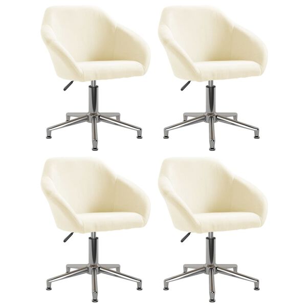 vidaXL Pasukamos valgomojo kėdės, 4vnt., kreminės spalvos, audinys
