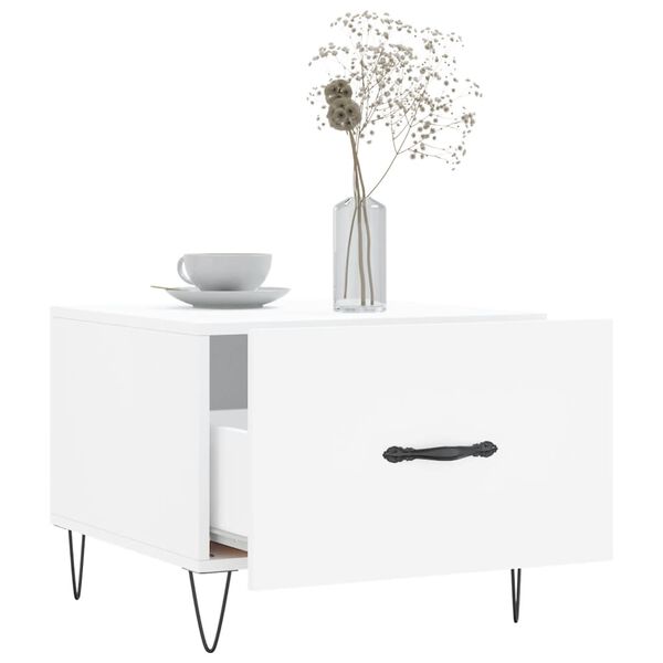 vidaXL Kavos staliukas, baltas, 50x50x40cm, apdirbta mediena