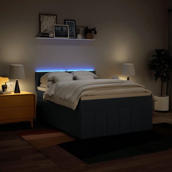 vidaXL Lova su spyruoklėmis ir čiužiniu, mėlyna, 140x200 cm, audinys