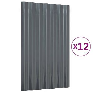 vidaXL Stogo plok&scaron;tės, 12vnt., antracito, 60x36cm, cinkuotas plienas