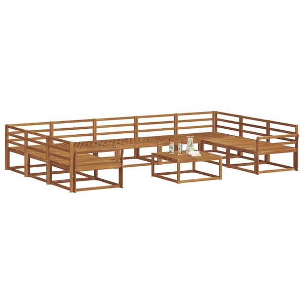 vidaXL Lauko sofos komplektas 10 pcs Natūrali Kietos akacijos mediena