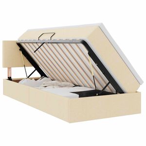 vidaXL LED saugojimo lova su čiužiniu Kremas 90 x 190 cm Audinys