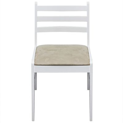 vidaXL Valgomojo kėdės, 4vnt., baltos, bukmedžio masyvas ir aksomas
