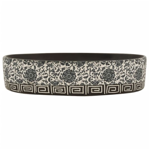 vidaXL Praustuvas ant stalviršio, juodas/mėlynas, keramika, ovalus