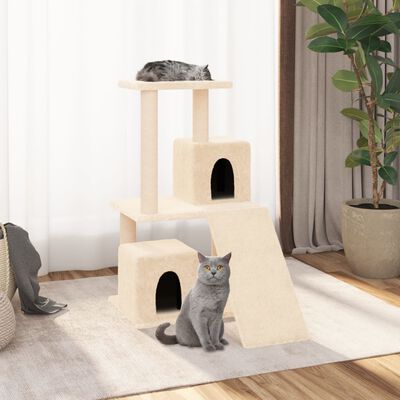 vidaXL Draskyklė katėms su stovais iš sizalio, kreminės spalvos, 82cm