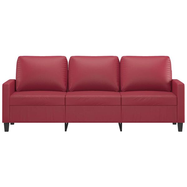 vidaXL Trivietė sofa, raudonojo vyno spalvos, 180cm, dirbtinė oda