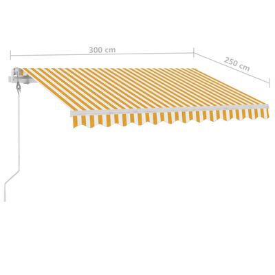 vidaXL Pastatoma automatinė markizė, geltona/balta, 300x250cm