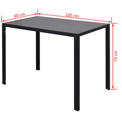 vidaXL 7 dalių valgomojo stalo ir kėdžių komplektas, juodas