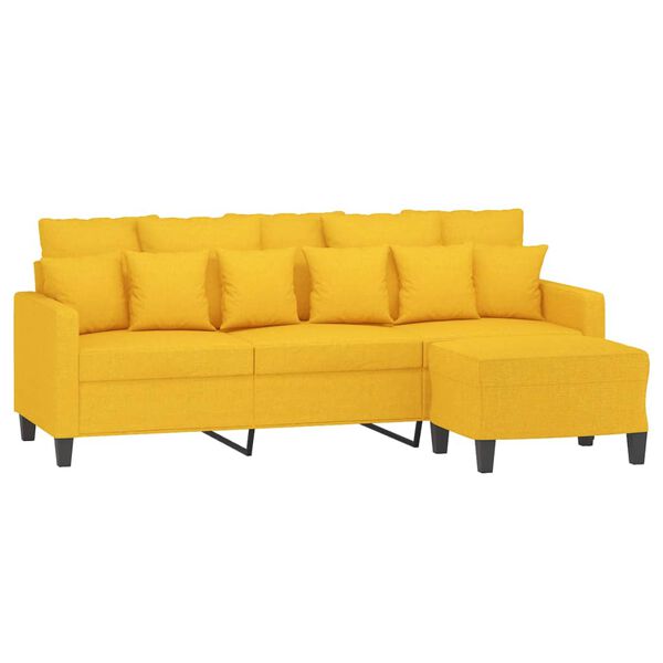 vidaXL Trivietė sofa su pakoja, &scaron;viesiai geltona, 180cm, audinys