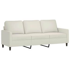 vidaXL Trivietė sofa, kreminės spalvos, 180cm, aksomas
