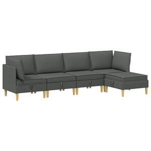 vidaXL Modulinė sofa su laikymo vieta 5 vnt. Tamsiai pilka Audinys