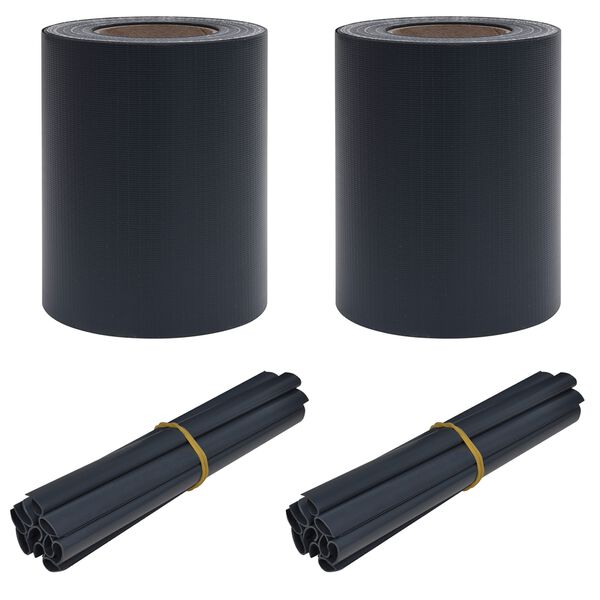 vidaXL Sodo privatumo ekranai 2 pcs Tamsiai pilka 35 x 0,19 m PVC