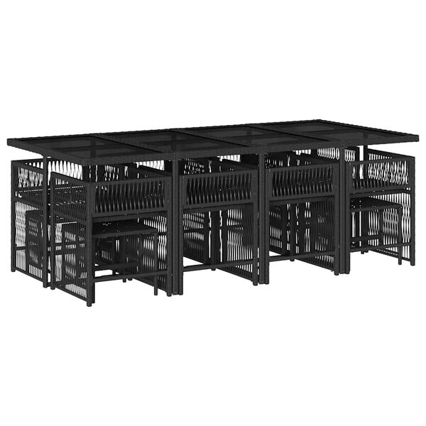 vidaXL Sodo komplektas su pagalvėlėmis, 13 dalių, juodas, poliratanas