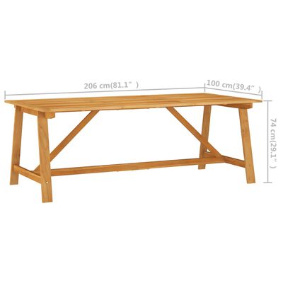vidaXL Sodo valgomojo stalas, 206x100x74cm, akacijos medienos masyvas