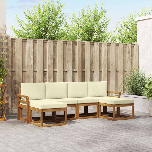 vidaXL Lauko sofos komplektas su pagalve 6 pcs Natūralus ir grietinėlė