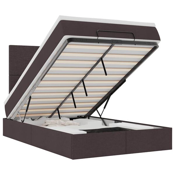 vidaXL Osmanų lova su čiužiniu, rudas, 120x200cm, audinys