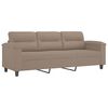 vidaXL Trivietė sofa su pagalvėmis, taupe, 180cm, mikropluo&scaron;to audinys