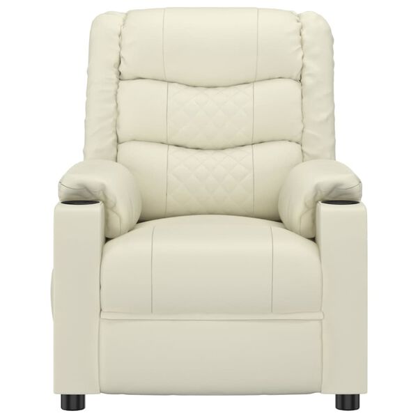 vidaXL Elektrinis atlo&scaron;iamas krėslas, kreminės spalvos, dirbtinė oda