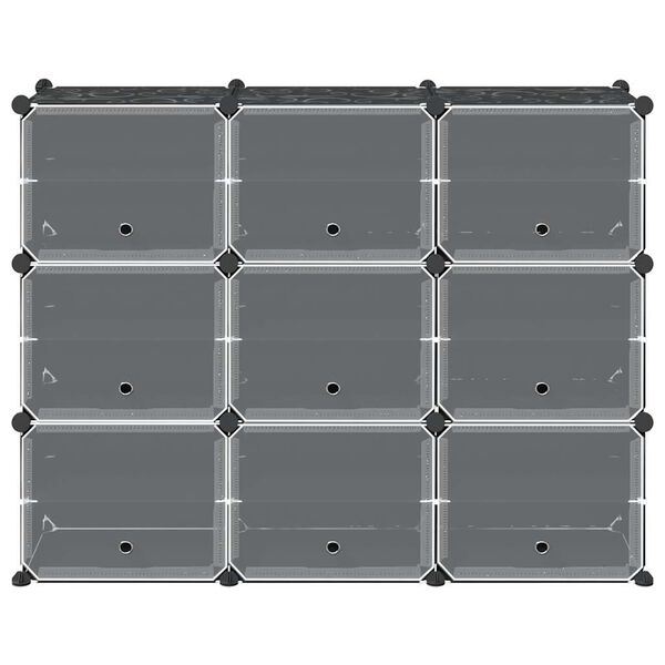 vidaXL Storage Cube Organizer su 9 kubeliais ir durelėmis juodas PP