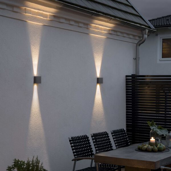 KONSTSMIDE Sieninis LED &scaron;viestuvas Chieri, antracito spalvos, 2x6W