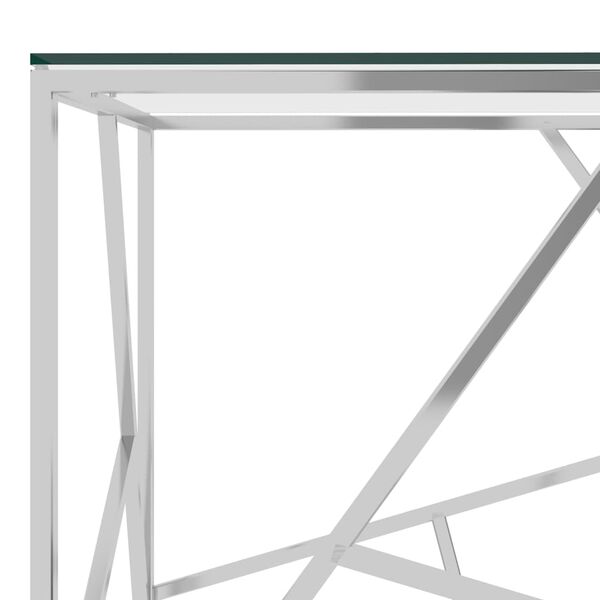 vidaXL Kavos staliukas, sidabrinis, 55x55x55cm, plienas ir stiklas