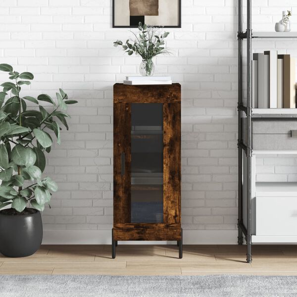 vidaXL &Scaron;oninė spintelė, dūminio ąžuolo, 34,5x34x90cm, apdirbta mediena