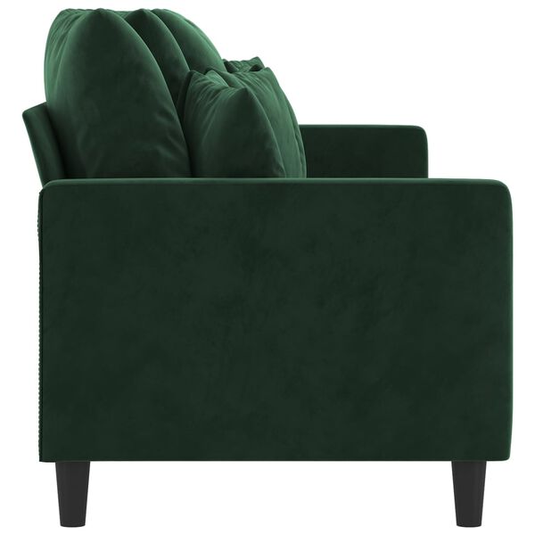 vidaXL Trivietė sofa, tamsiai žalios spalvos, 210cm, aksomas