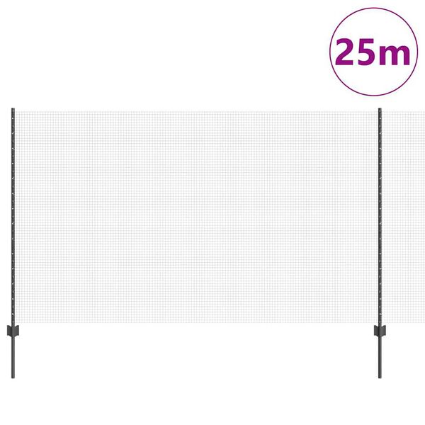 vidaXL Tvora su stulpais Pilka 1,4 x 25 m Plienas ir PVC