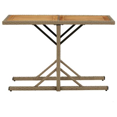 vidaXL Sodo stalas, smėlio spalvos, akacijos mediena ir poliratanas