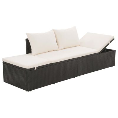 vidaXL Sodo gultas, juodas, 195x60 cm, poliratanas
