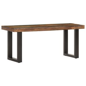 vidaXL Suoliukas, 110cm, perdirbtos medienos masyvas ir plienas