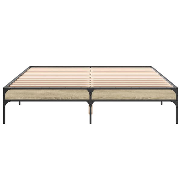 vidaXL Lovos rėmas, ąžuolo, 160x200cm, apdirbta mediena ir metalas