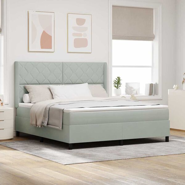 vidaXL Kiemas lova su čiužiniu &Scaron;viesiai pilka 180 x 200 cm Aksomas