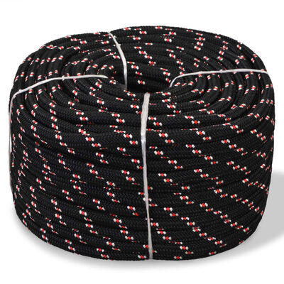 vidaXL Jūrinė virvė, juoda, 250m, polipropilenas, 12mm