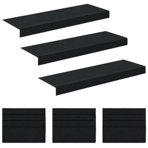 vidaXL Laiptų kilimėliai 15 vnt. 65 x 21 x 4 cm Tamsiai pilka