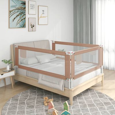 vidaXL Apsauginis turėklas vaiko lovai, taupe, 190x25cm, audinys